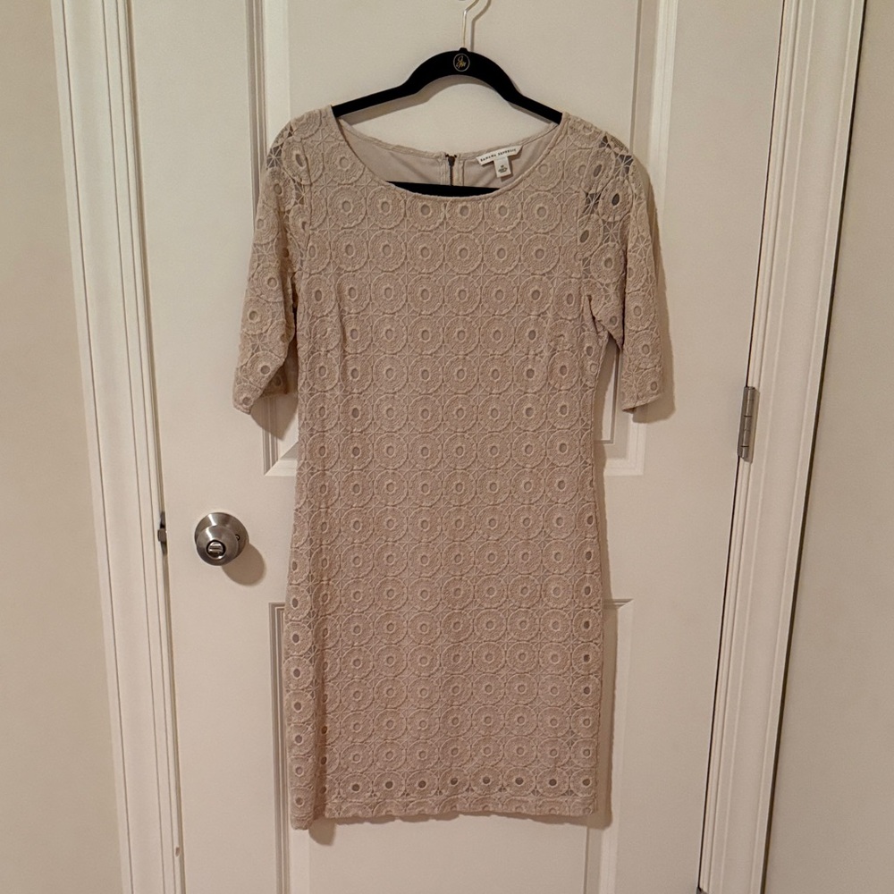Banana Republic Beige Lace Midi Dress
